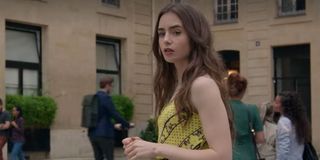 Emily in Paris yellow dress in Season 1 on Netflix