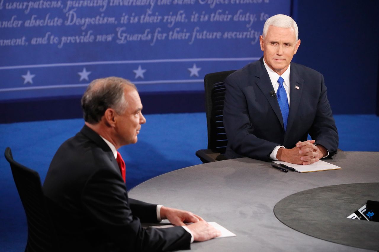 Mike Pence and Tim Kaine spar at the VP debate