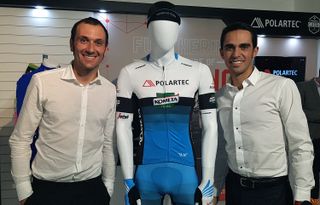 Ivan Basso and Alberto Contador unveil the kit of their new Polartec-Kometa squad
