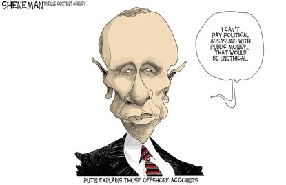 Editorial Cartoon U.S. Putin Offshore Accounts 2016