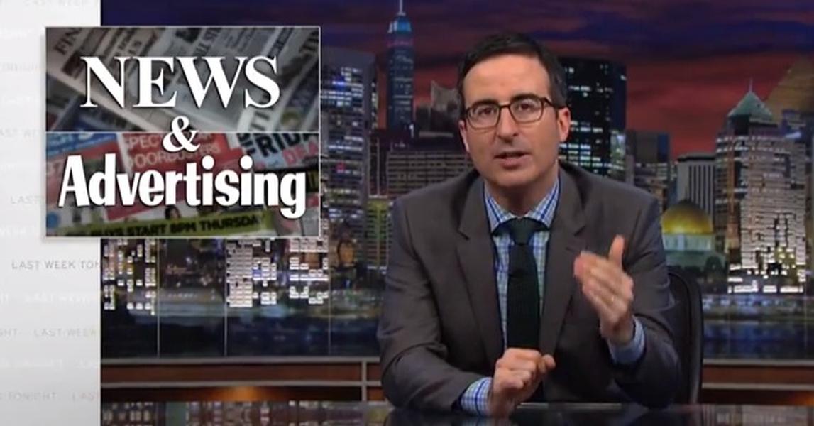 Here's John Oliver's take on the blurred lines between advertising and news
