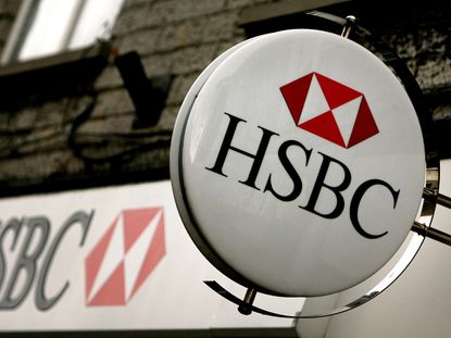 STREET, UNITED KINGDOM - MARCH 03: The HSBC logo is displayed outside a branch of HSBC on March 3 2008 in Street, United Kingdom. HSBC, the UK's largest bank, has said it has made a 8.7bn GBP