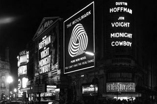 A Woolmark ad in Piccadilly Circus, London, in the 1960s