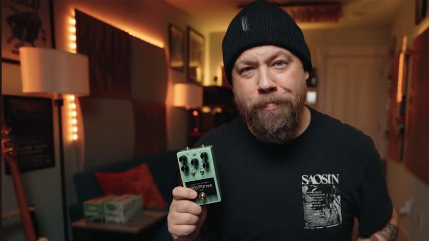 Warm Audio Fluff Drive: the new signature overdrive for Ryan 'Fluff' Bruce is a five-knob pedal finished in white and Teal.