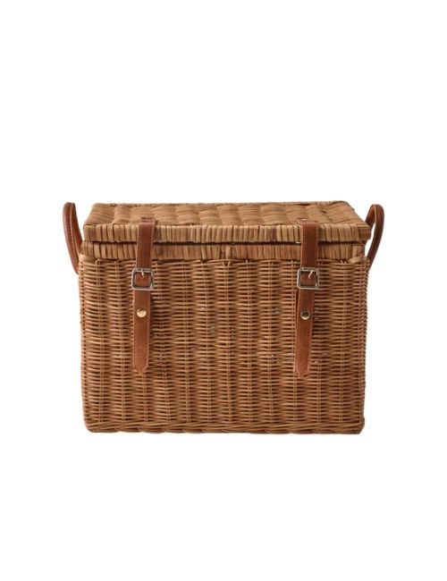 Reid Woven Storage Trunk With Leather Handles