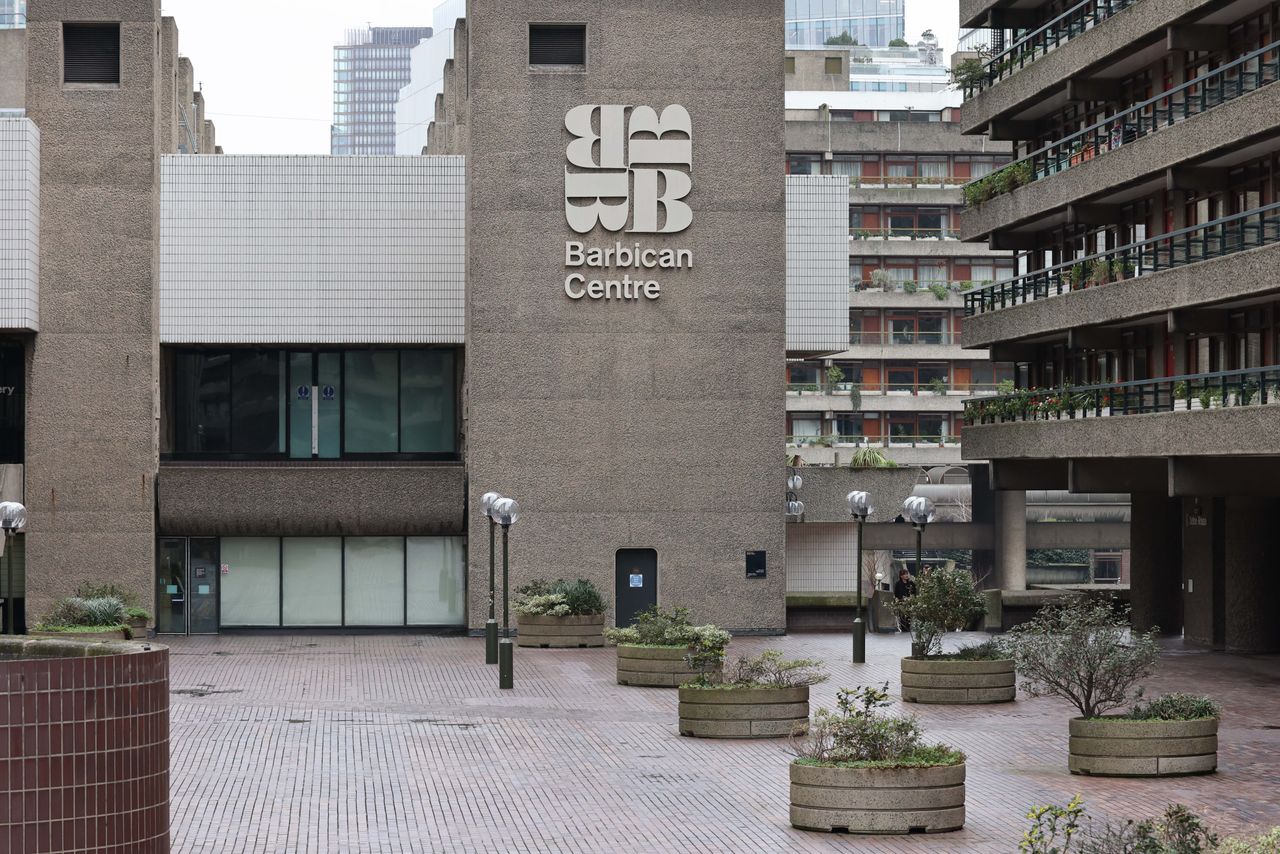 Outside the Barbican Centre in London
