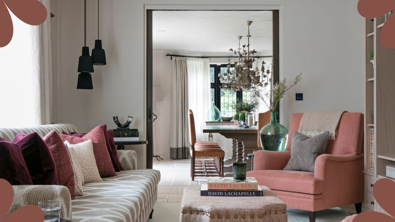 traditional drawing room with pocket doors leading to room beyond