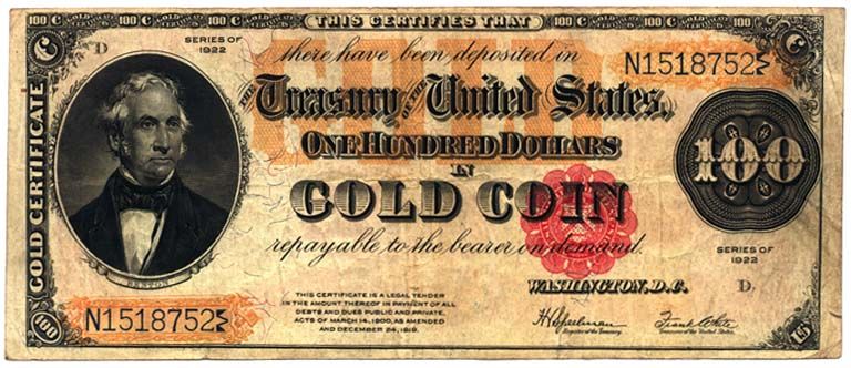 Gold certificates, used as paper currency in the United States from 1882 to 1933, were freely convertible into gold coins.