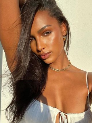 Model Jasmine Tookes with Dewy, Sun-Kissed Skin