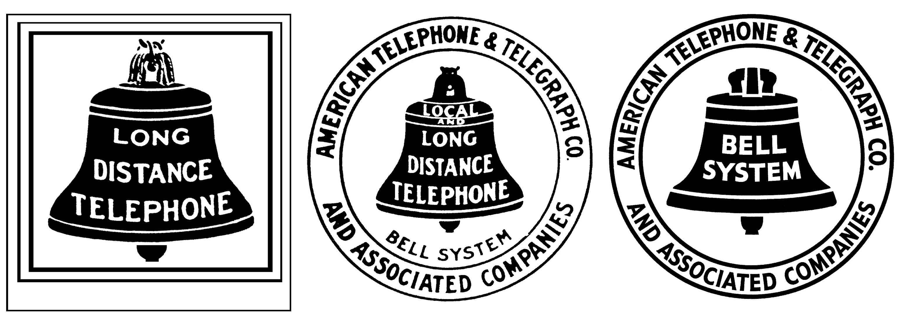 Three early iterations of the Bell Telephone Company / AT&T logo