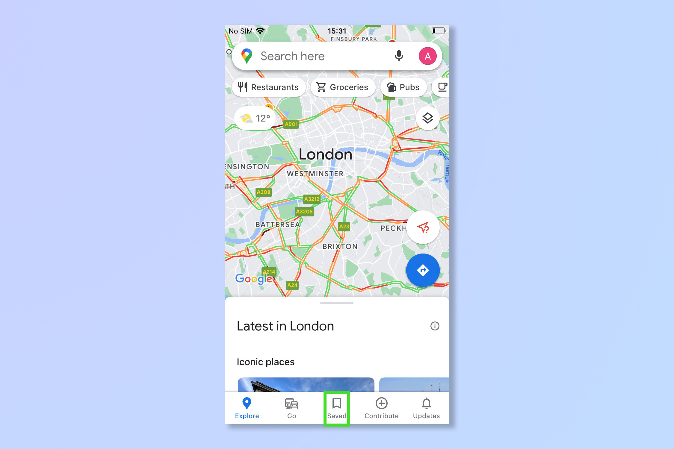 El primer paso para eliminar el historial de ubicaciones en Google Maps para iOS