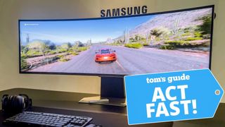 Samsung Odyssey OLED G9 with deal tag
