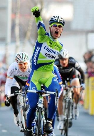 Peter Sagan (Liquigas-Doimo) salutes his win