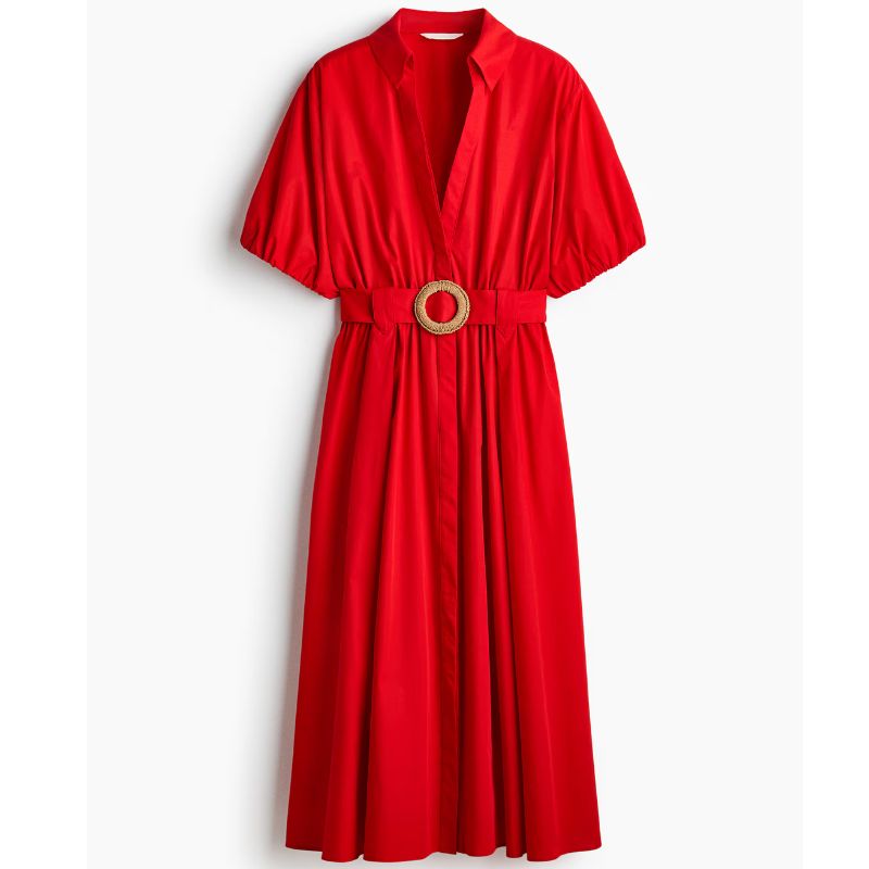 H&amp;amp;M, Belted Cotton Shirt Dress
