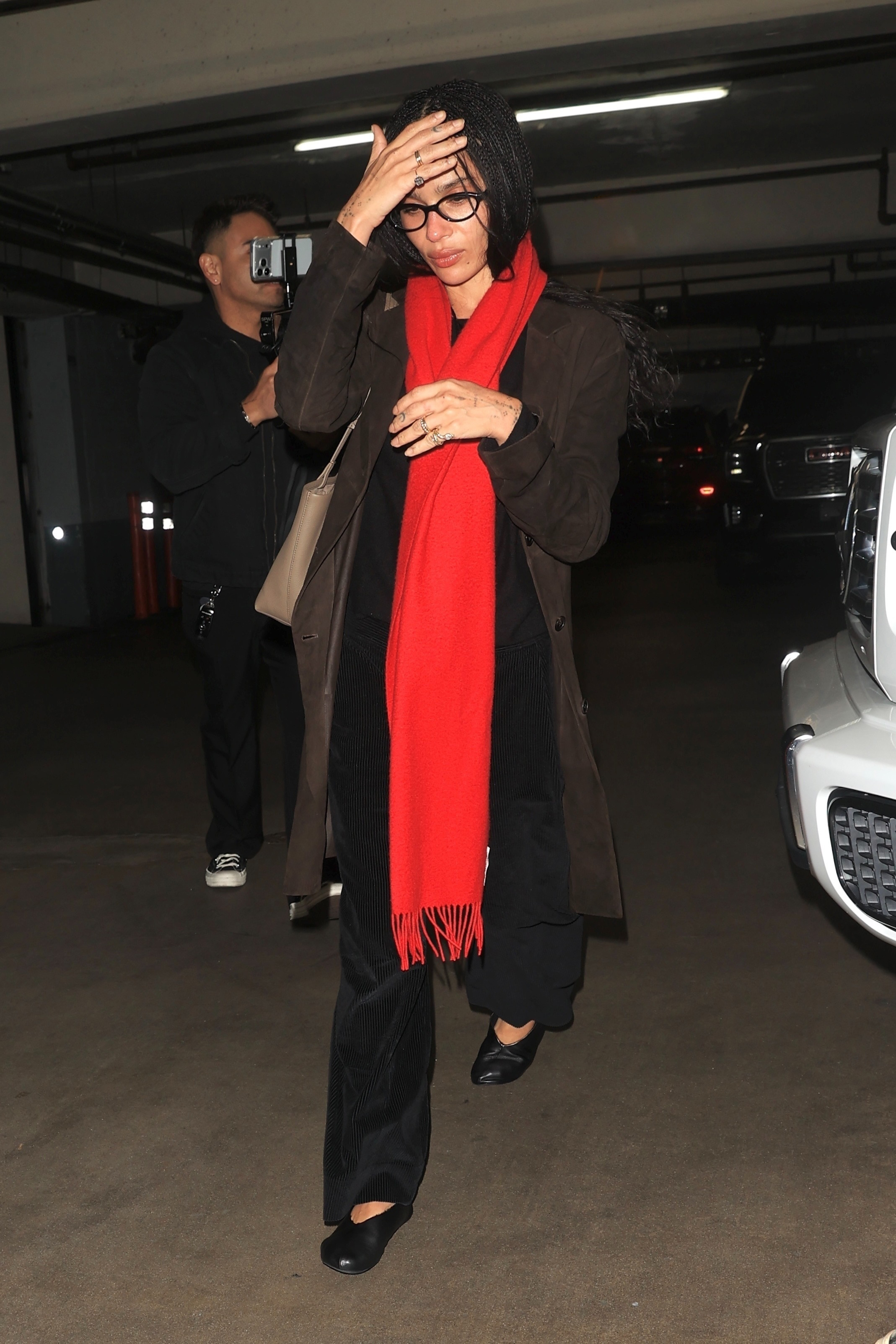 Zoe Kravitz red scarf