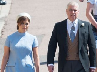 Princess Eugenie of York and Prince Andrew, Duke of York attend wedding of Prince Harry to Ms Meghan Markle at St George's Chapel