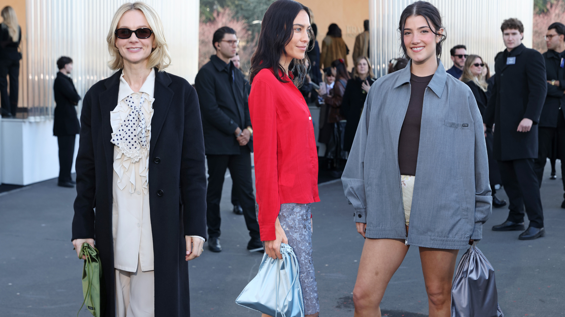celebrities carried the Prada Wish Silk Duchesse Pouch before it became the Lyst Index's "hottest" product