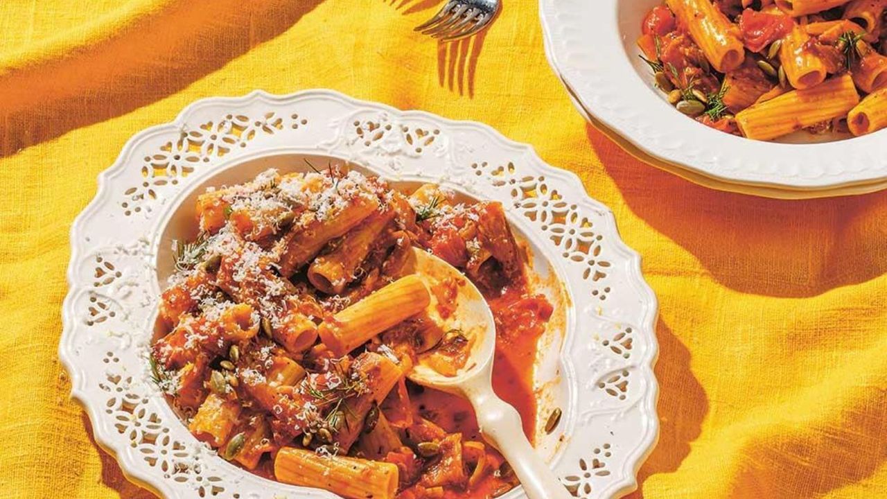 Harissa fennel rigatoni recipe by Sophie Godwin