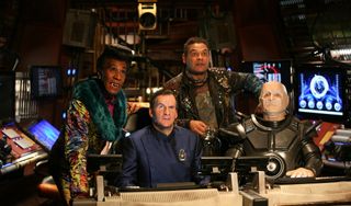 Cat, Rimmer, Lister and Kryten (L-R) at the helm of the Red Dwarf in series 11 of the cult sitcom.