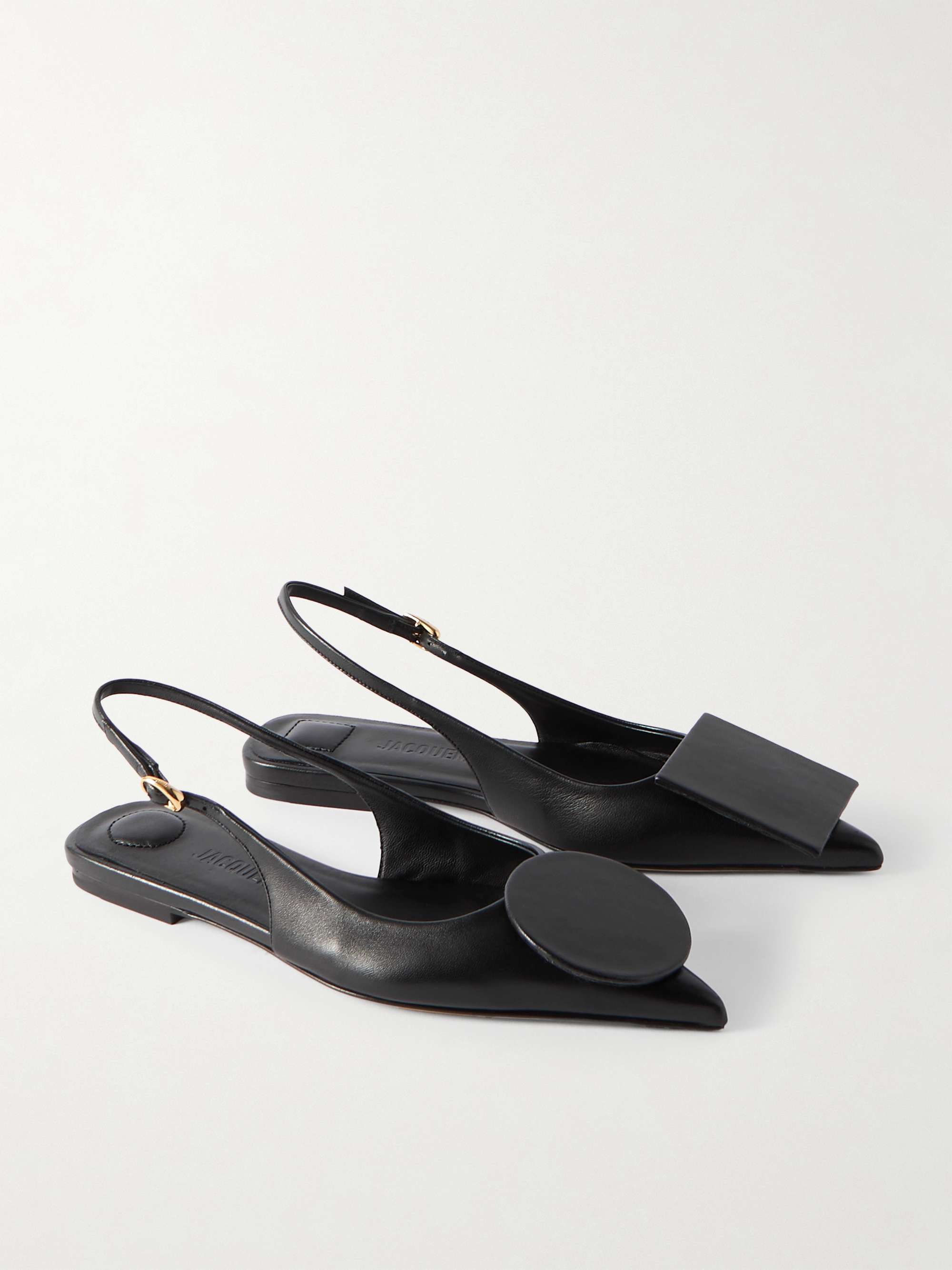 Duelo Embellished Leather Point-Toe Slingback Flats