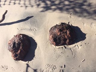 Civil War Cannonballs from hurricane