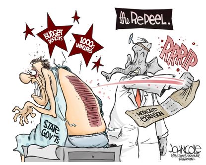 Political Cartoon U.S. GOP Medicaid repeal
