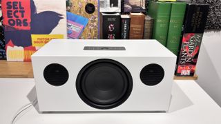 Audio Pro C20 W wireless speaker in white finish on table
