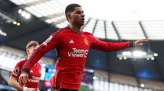 Marcus Rashford fired Manchester United into an early lead against Manchester City in the derby at the Etihad on Sunday