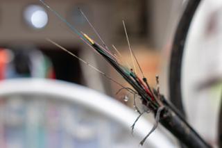 Broken wire from vandalism of a broadband network