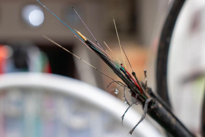 Broken wire from vandalism of a broadband network