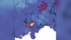A thermal signature map shows the heat still radiating from the Icelandic volcano eruption site.