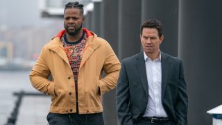 Winston Duke and Mark Wahlberg in Spenser Confidential.