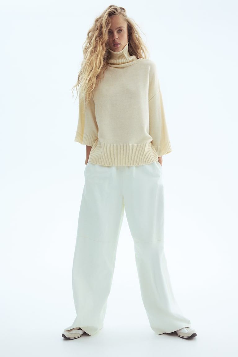 Fine-Knit Polo-Neck Jumper