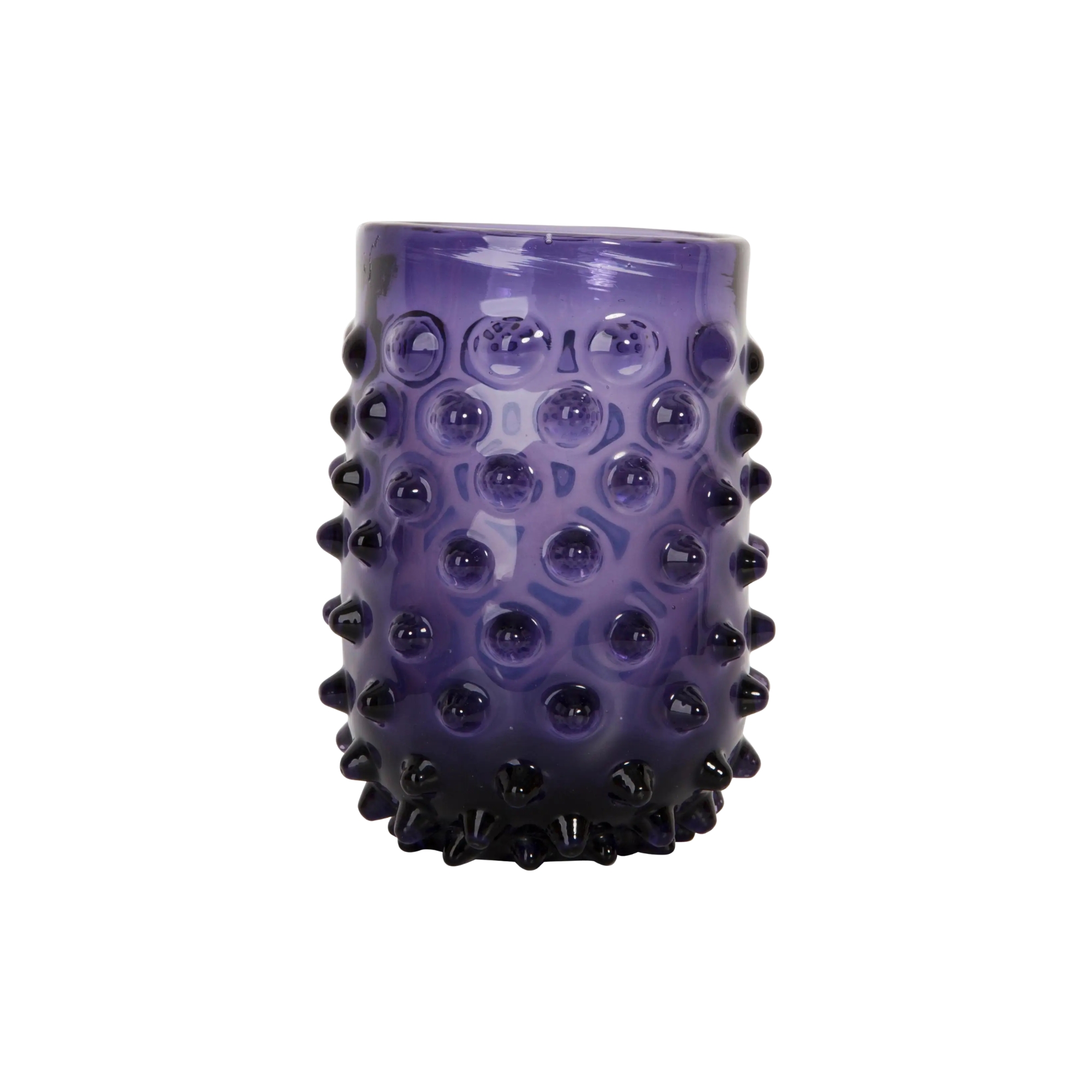 studded purple glass vase