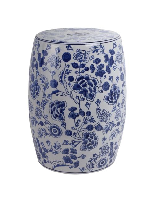 Leeroy Ceramic Hydrangea Chinoiserie Stool