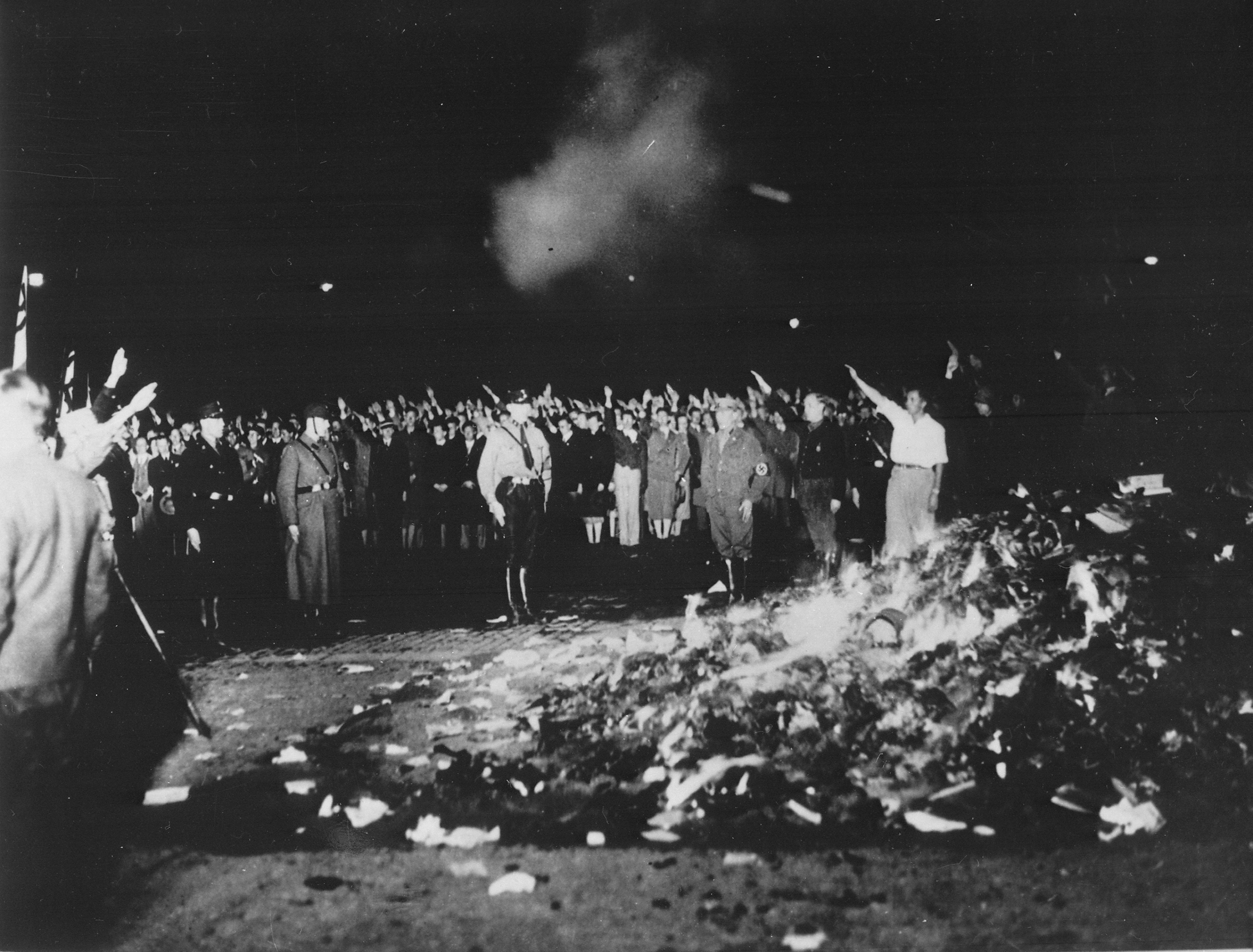 Photograph of the book burning in Germany. Dated 1933. (Photo by: Universal History Archive/Universal Images Group via Getty Images)