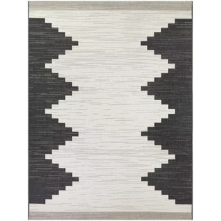 black grey and white outdoor rug
