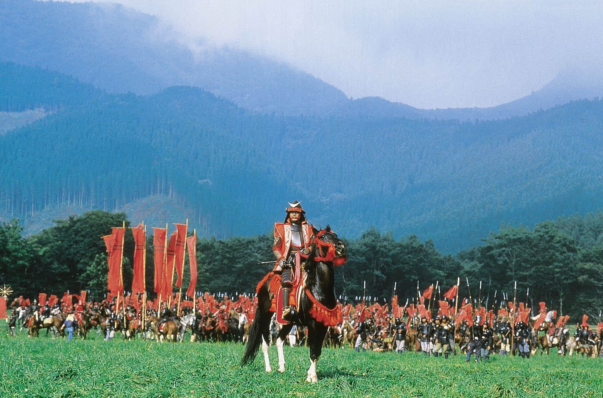 film of samurai on horse 