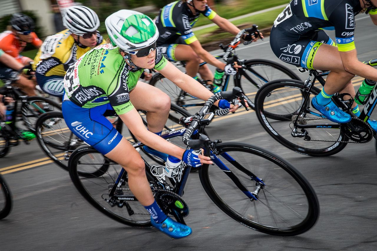 Ruth Winder (UnitedHealthcare) riding in todays points jersey.\