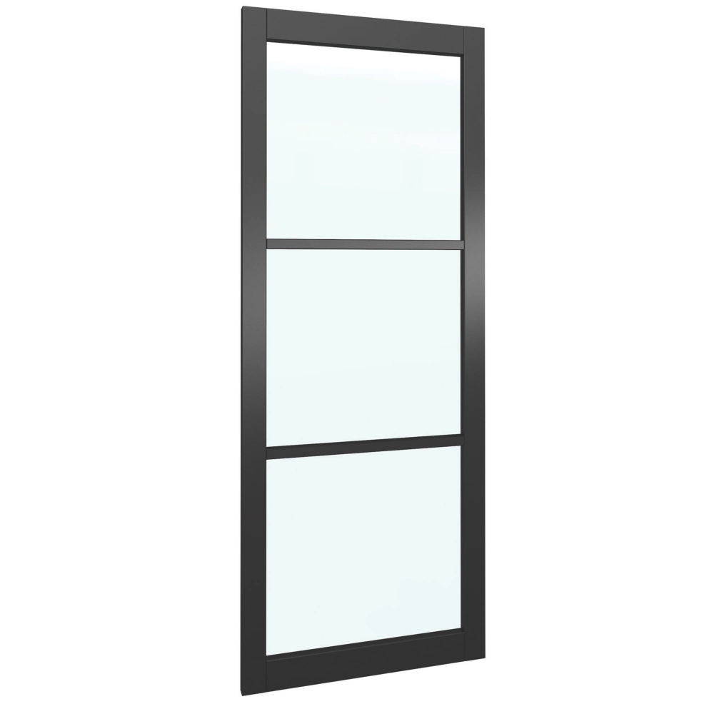 Green &amp;amp; Taylor Heritage Slimline 1-Clear Light Primed Black Wooden Fully Glazed Internal Door 1981mm X 838mm