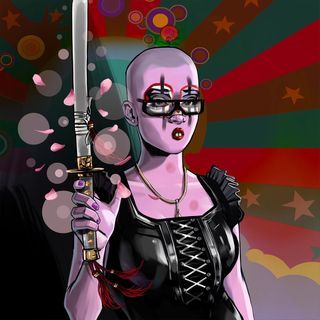 Creating your first NFT, a character from fear City holds a sword