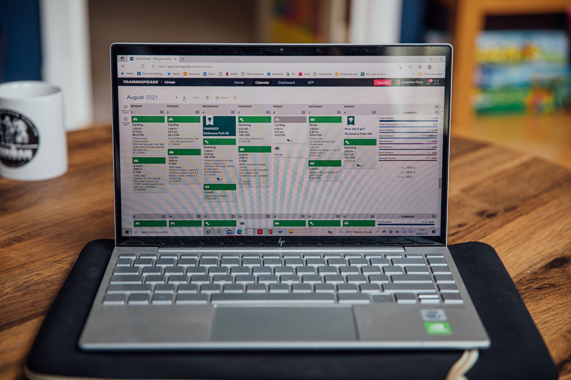 Image shows a rider using training software to help hit peak form