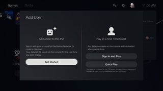 Adding a user to the PS5