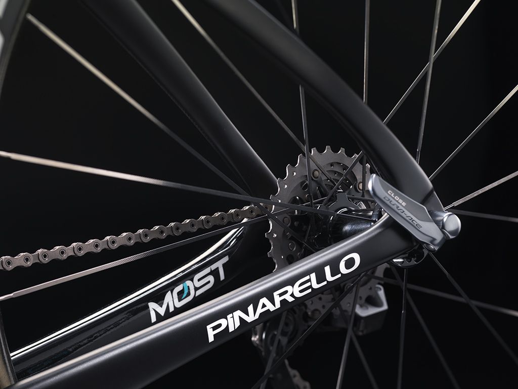 Pinarello and Most - the brand's component wing - decals sit on the chainstays