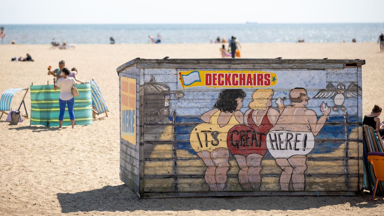 A deck chair rental shed on the beach in Great Yarmouth