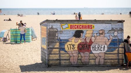 A deck chair rental shed on the beach in Great Yarmouth