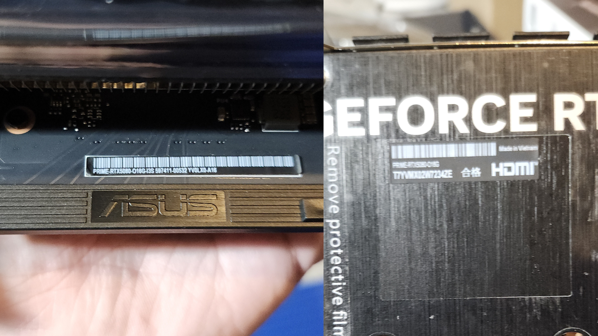 RTX 5080 stickers on an RTX 5060 Ti