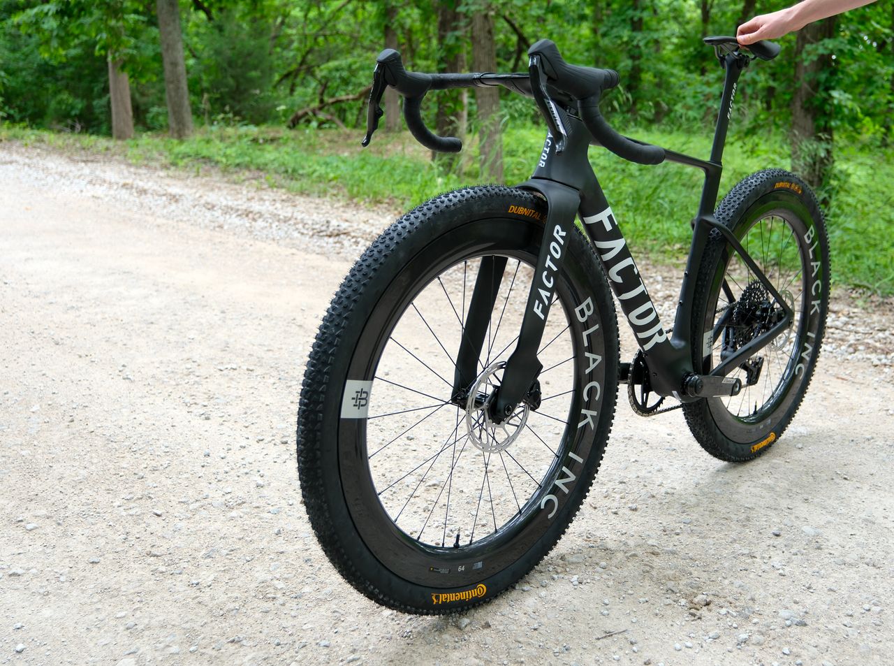Unnamed Factor prototype gravel bike seen at Unbound Gravel 2026