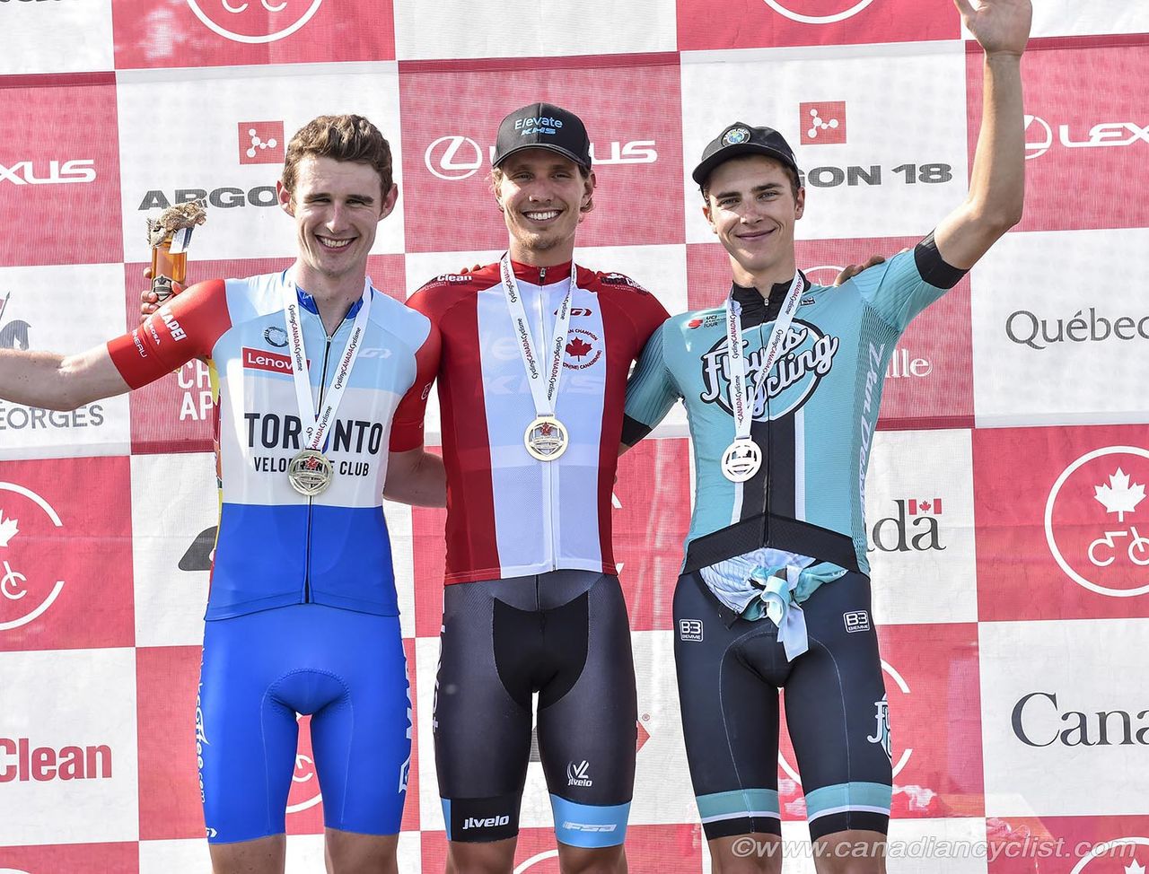 The U23 podium: Derek Gee, Adam Roberge, Nickolas Zukowsky (L-R)