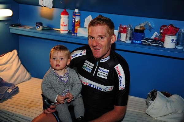 Bobbie Traksel visits with his daughter on family day